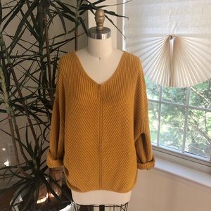 Urban Outfitters oversized mustard v neck sweater